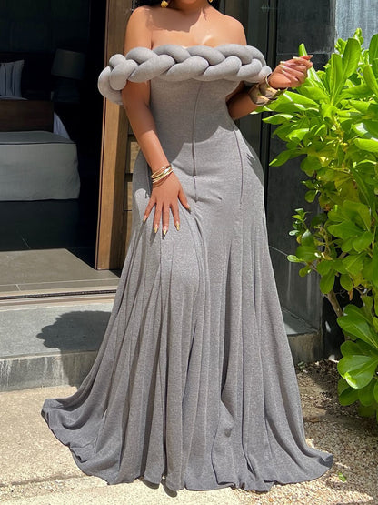 Elegant Off Shoulder Maxi Dress - WOOLX