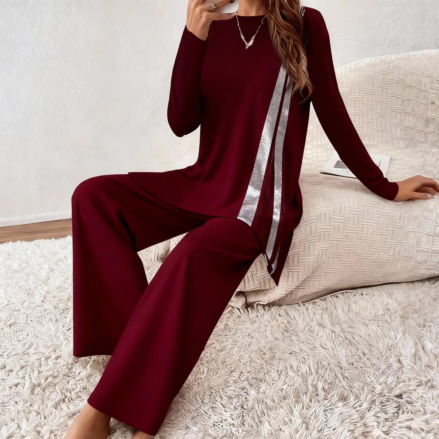 Colorblock Stripe Casual Wear Suit