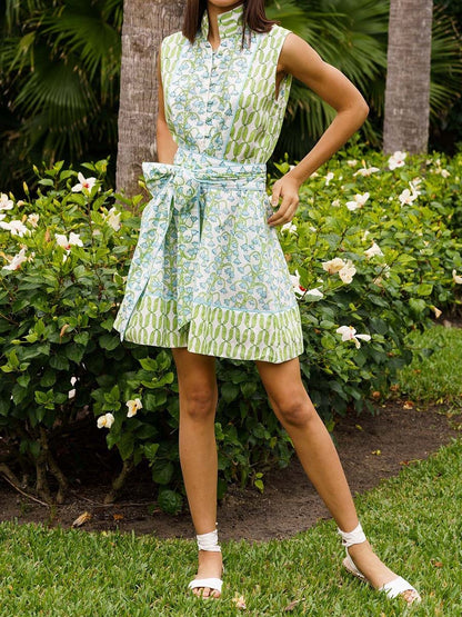 Sleeveless Placement Print Mini Dress - WOOLX