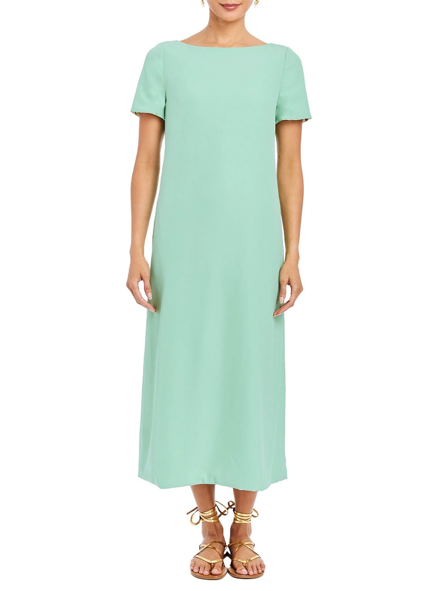 Adria Convertible Stretch Crepe Bow Tie Detail Midi Dress - WOOLX