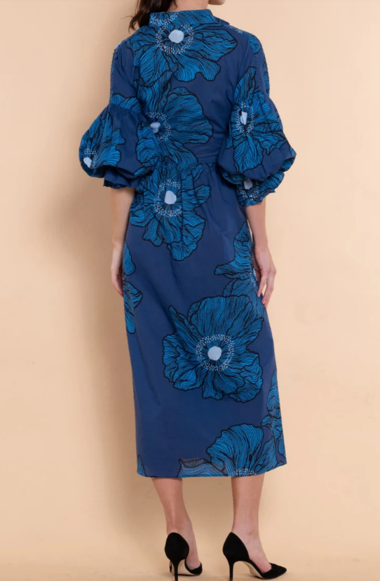 Classy Dress With Lantern Sleeves - WOOLX