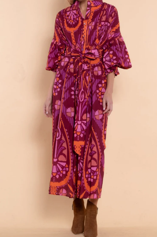 Classy Dress With Lantern Sleeves - WOOLX