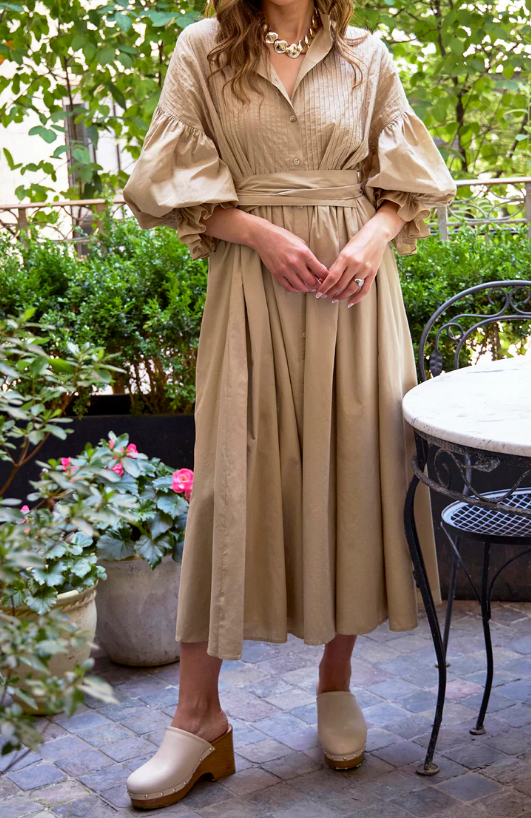 Classy Dress With Lantern Sleeves - WOOLX