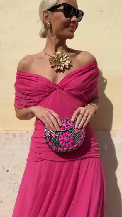 Fuchsia Chiffon Maxi Dress