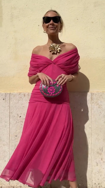 Fuchsia Chiffon Maxi Dress