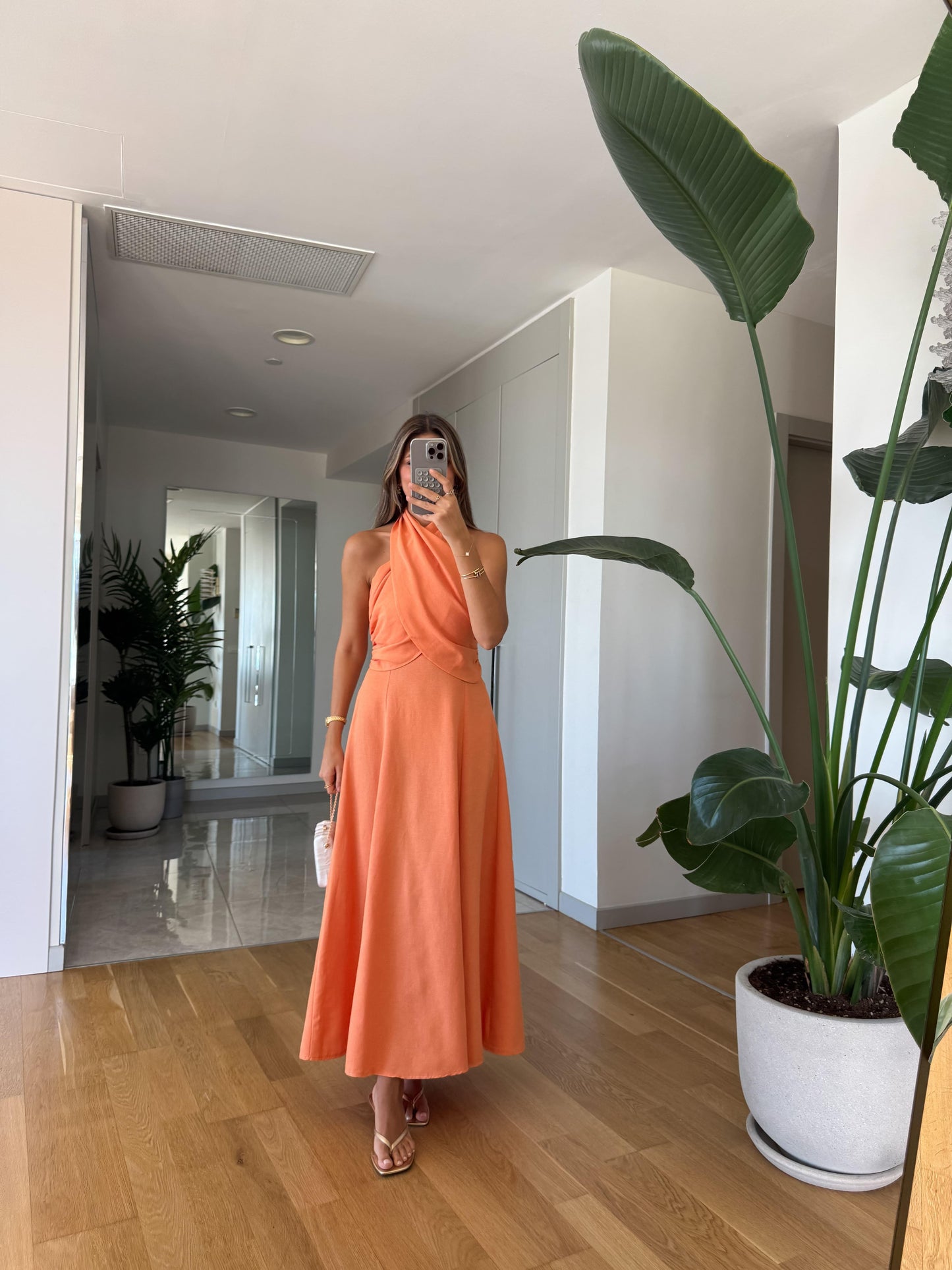 Stunning Red Halter - Neck Maxi Dress - WOOLX