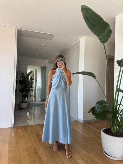 Stunning Red Halter - Neck Maxi Dress - WOOLX