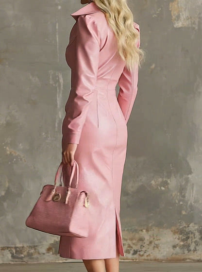 Elegant And Gentle Faux Leather Midi Dress