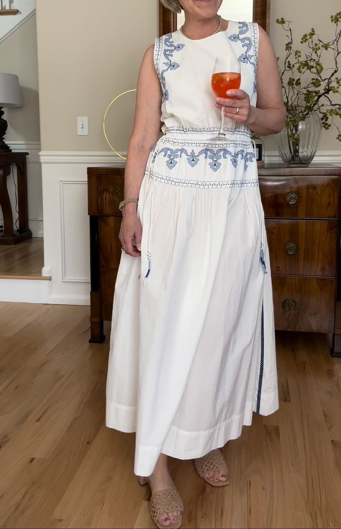 Blue Printed Midi Summer Dress - WOOLX