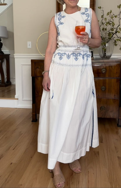 Blue Printed Midi Summer Dress - WOOLX