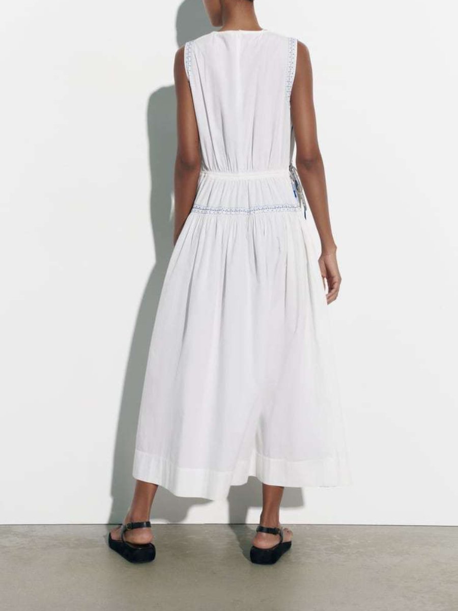 Blue Printed Midi Summer Dress - WOOLX