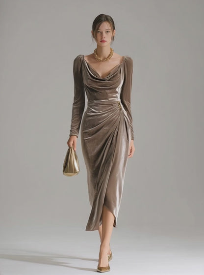 Elegant Velvet Midi Dress
