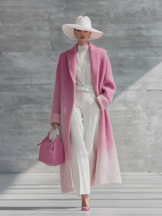 Urban Elegance Pink Gradient Long Coat